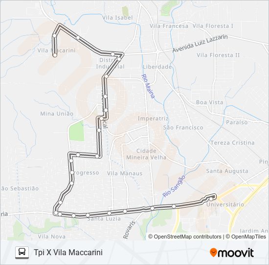 306C VILA MACARINI VIA JARDIM UNIÃO /ANJO QUÍMICA bus Line Map