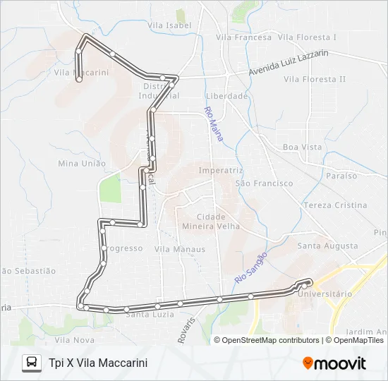 306C VILA MACARINI VIA JARDIM UNIÃO /ANJO QUÍMICA Bus Line Map