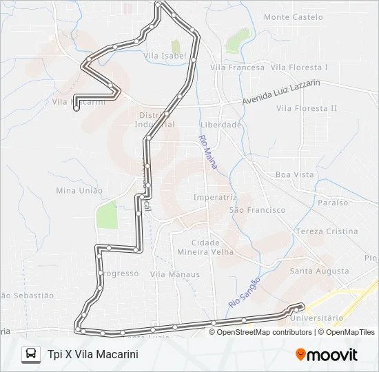 306D VILA MACARINI RIO MAINA /SC-447 /JARDIM UNIÃO Bus Line Map
