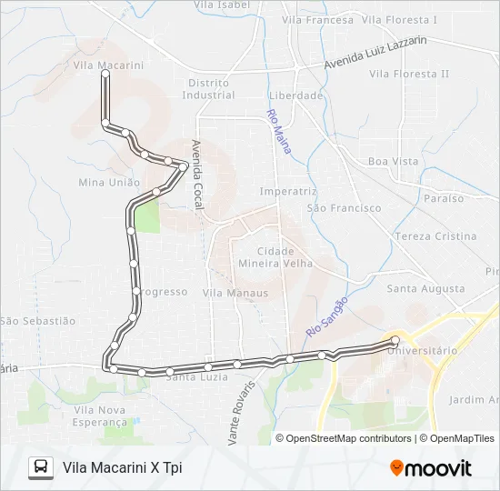 306D VILA MACARINI RIO MAINA /SC-447 /JARDIM UNIÃO Bus Line Map