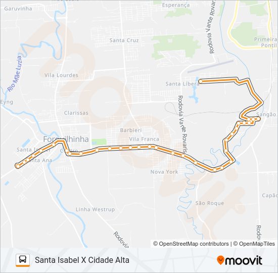105B. SANTA ISABEL / SANTA LÍBERA Bus Line Map