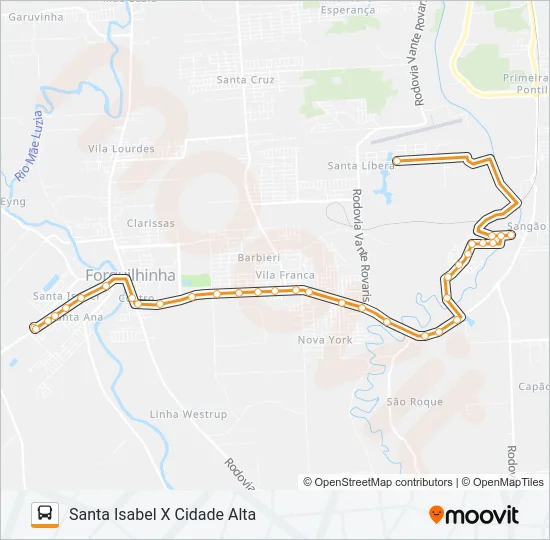 105B. SANTA ISABEL / SANTA LÍBERA Bus Line Map