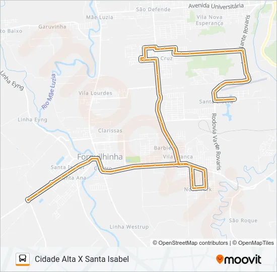 105B. SANTA ISABEL / SANTA LÍBERA Bus Line Map
