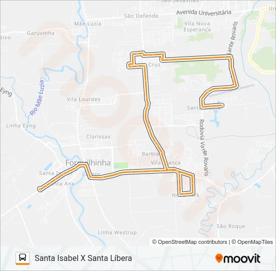 105E. SANTA ISABEL / SANTA LÍBERA Bus Line Map