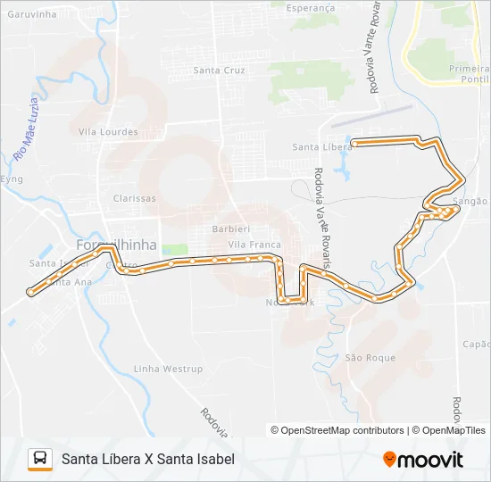 105E. SANTA ISABEL / SANTA LÍBERA Bus Line Map