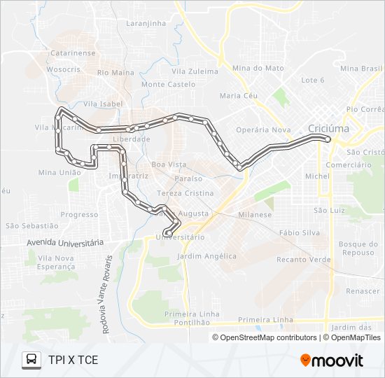 506B CIDADE MINEIRA NOVA /VILA MACARINI / RUA JOINVILE bus Line Map