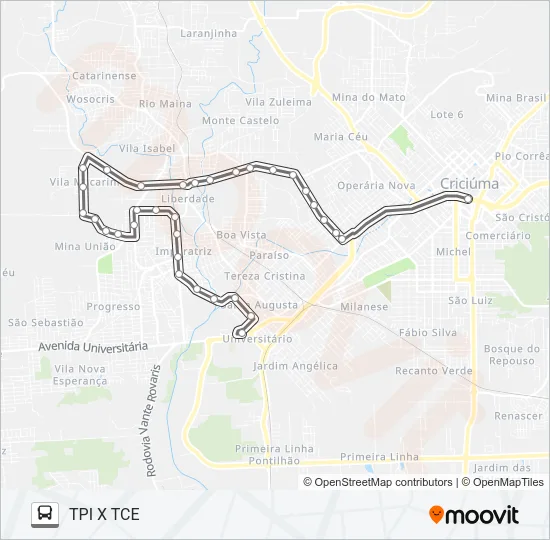 506B CIDADE MINEIRA NOVA /VILA MACARINI / RUA JOINVILE Bus Line Map