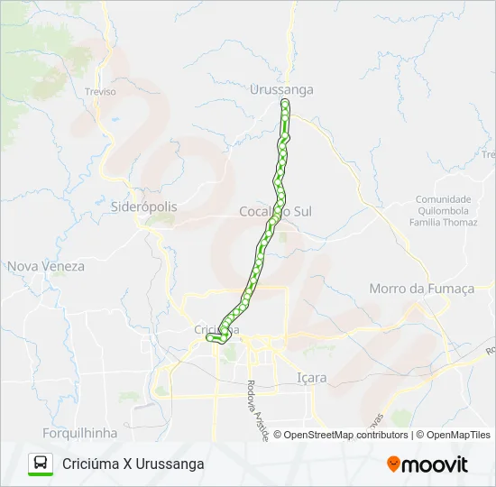 402 CRICIÚMA / URUSSANGA VIA COCAL DO SUL Bus Line Map