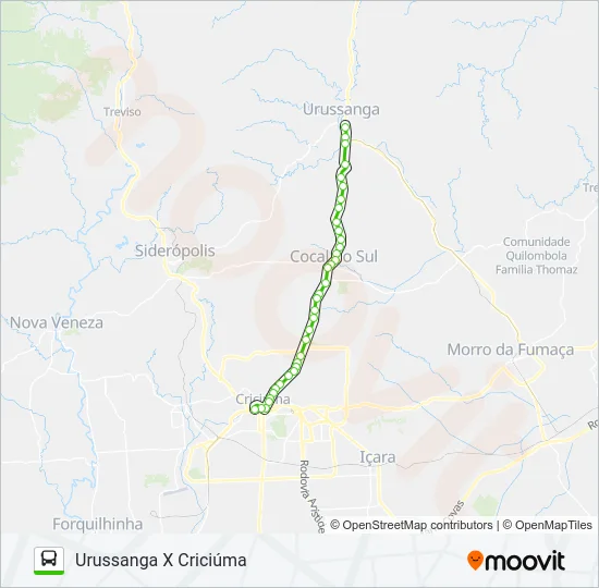 402 CRICIÚMA / URUSSANGA VIA COCAL DO SUL Bus Line Map
