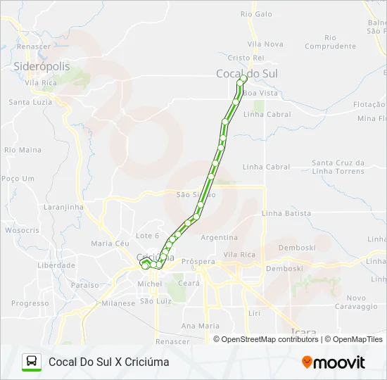 402 CRICIÚMA / URUSSANGA VIA COCAL DO SUL Bus Line Map