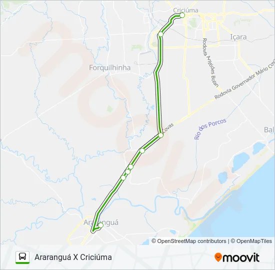 751 CRICIÚMA X ARARANGUÁ VIA ACESSO SUL Bus Line Map