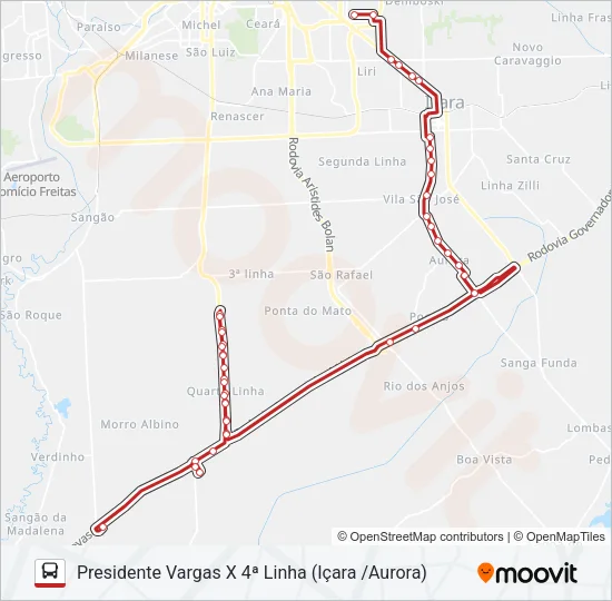 732 IÇARA X 4ª LINHA Bus Line Map