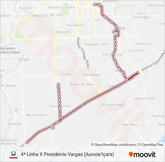 732 IÇARA X 4ª LINHA Bus Line Map