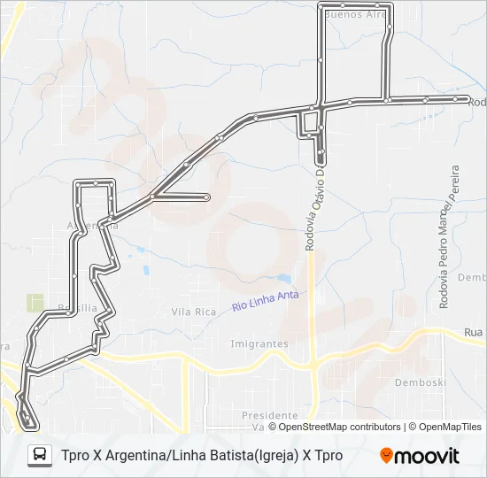 404B ARGENTINA VIA TOTALPLAST /LINHA BATISTA (IGREJA) Bus Line Map