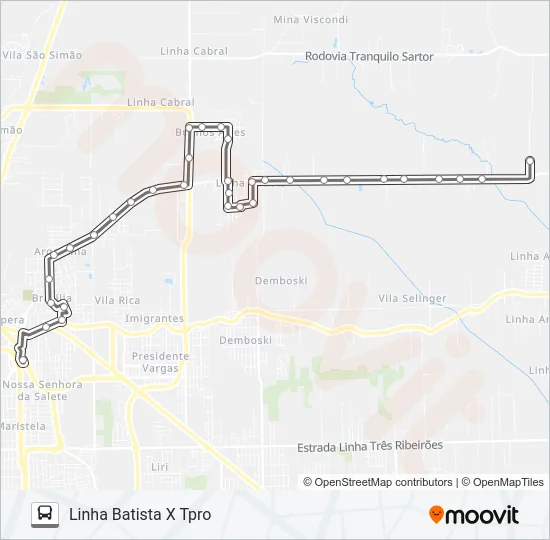 0406 LINHA BATISTA(DIVISA) /LOTEAM.PRIMAVERA /BUENOS AIRES Bus Line Map