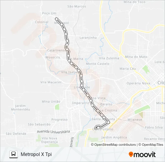 0322 METROPOL VIA RIO MAINA /TPI Bus Line Map