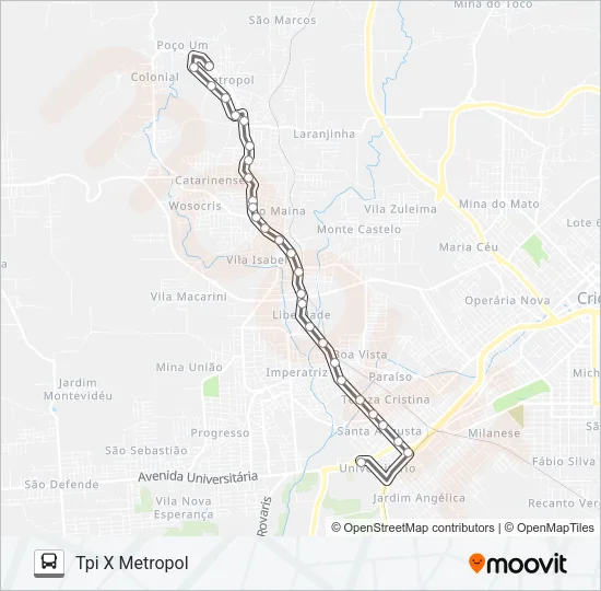 0322 METROPOL VIA RIO MAINA /TPI Bus Line Map