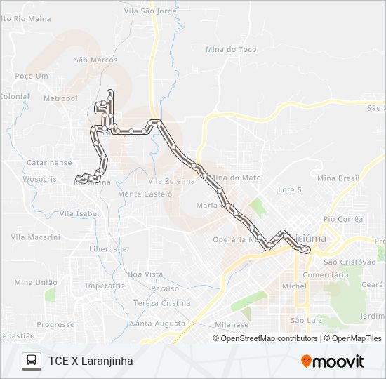 Mapa da linha 202D LARANJINHA VIA ESCOLA MIGUEL GIACCA /ESTAÇÃOZINHA de ônibus