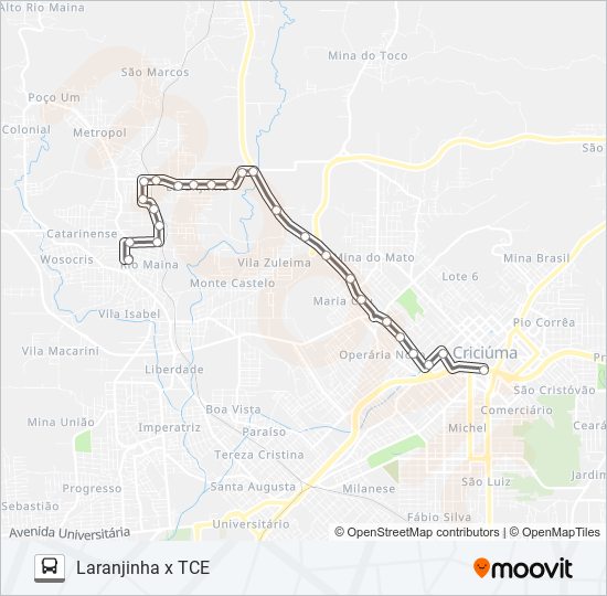 Mapa da linha 202D LARANJINHA VIA ESCOLA MIGUEL GIACCA /ESTAÇÃOZINHA de ônibus