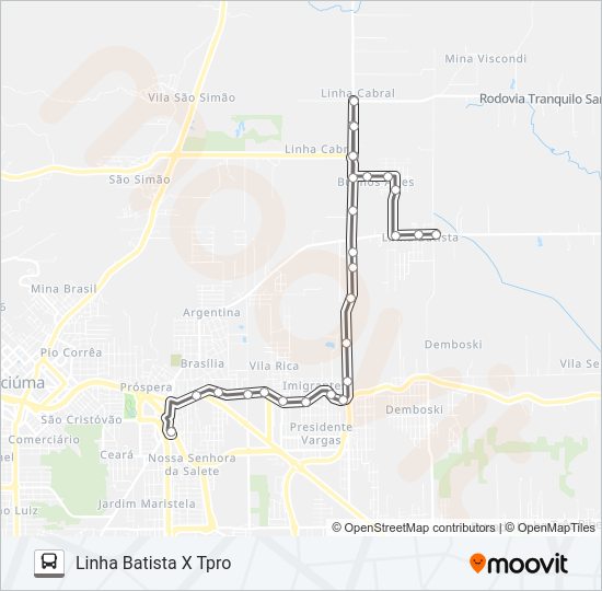 Mapa da linha 406B LINHA BATISTA /BUENOS AIRES /LOTEAM. PRIMAVERA /RODOVIA OTÁVIO DASSOLER de ônibus