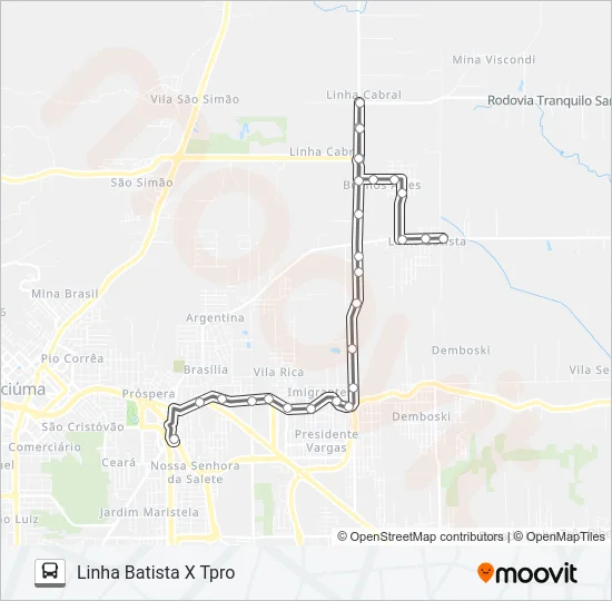 406B LINHA BATISTA /BUENOS AIRES /LOTEAM. PRIMAVERA /RODOVIA OTÁVIO DASSOLER Bus Line Map