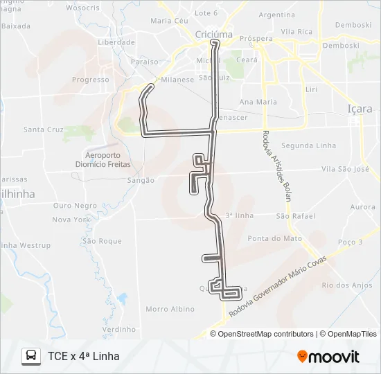 0701 INTERBAIRROS QUARTA LINHA Bus Line Map