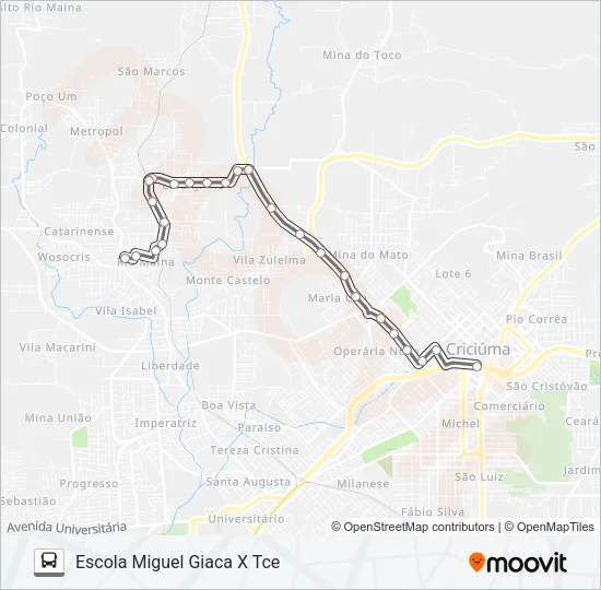 Mapa de 202B LARANJINHA VIA STARTEX CONFECÇÕES /UPA de autobús