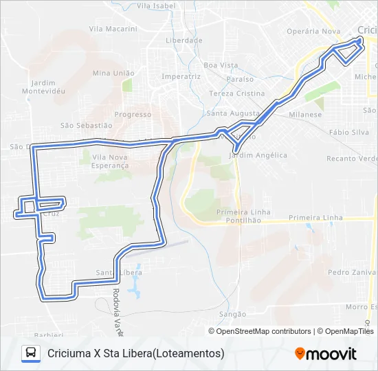 773-1 CRIC.X SANTA LIBERA VIA LOTEAMENTOS /SANTA CRUZ Bus Line Map