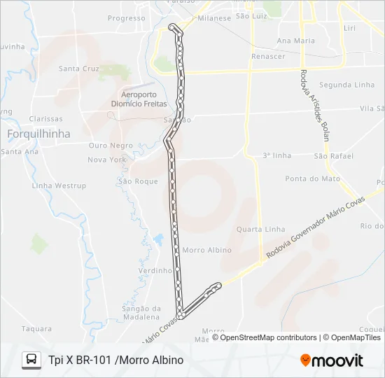 0307 TPI /BR-101 /MORRO ALBINO /LOTEAMENTO HG /TPI Bus Line Map