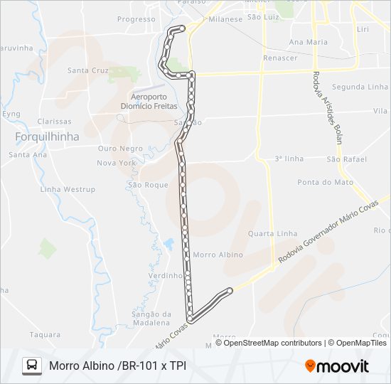 307A TPI /LOTEAMENTO HG /MORRO ALBINO / BR-101 /TPI Bus Line Map