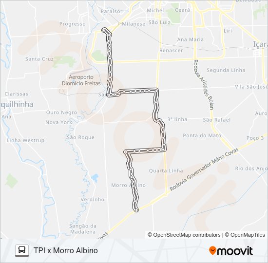307A TPI /LOTEAMENTO HG /MORRO ALBINO / BR-101 /TPI Bus Line Map