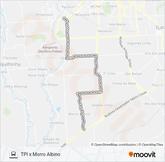307A TPI /LOTEAMENTO HG /MORRO ALBINO / BR-101 /TPI Bus Line Map
