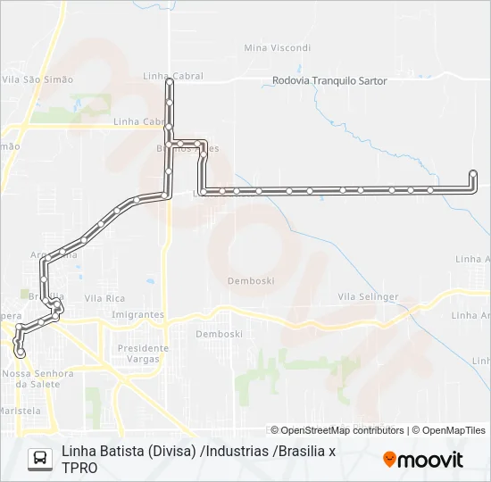 406A BRASILIA /INDUSTRIAS /LINHA BATISTA (DIVISA) Bus Line Map