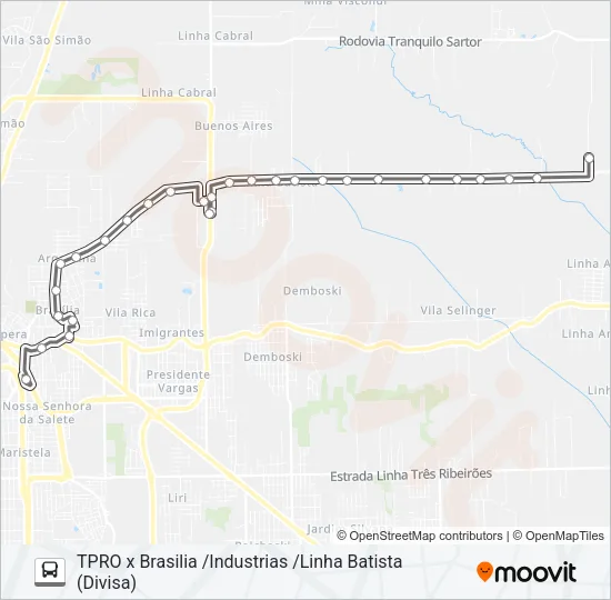 406A BRASILIA /INDUSTRIAS /LINHA BATISTA (DIVISA) Bus Line Map