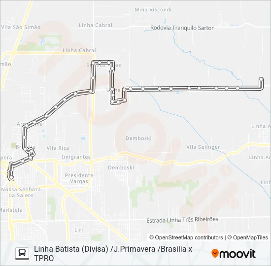 0406 BRASILIA /LINHA BATISTA (DIVISA) /J.PRIMAVERA Bus Line Map