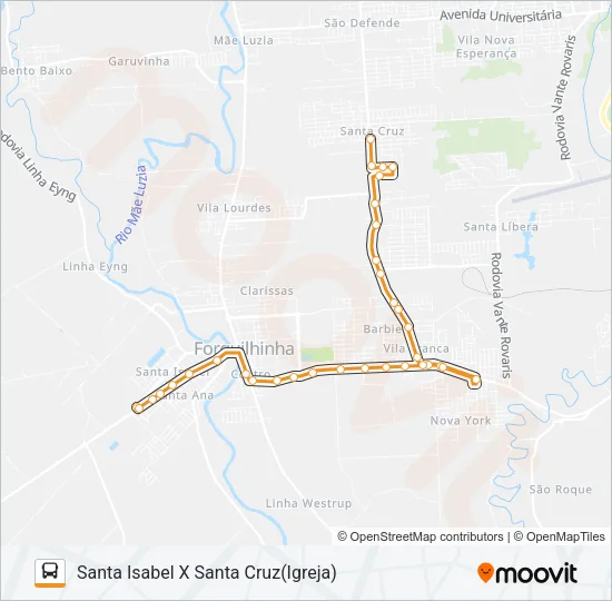 101D. SANTA CRUZ/ VILA LOURDES VIA JARDIM ELDORADO Bus Line Map
