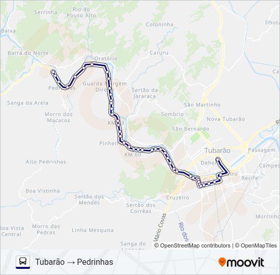 Mapa da linha PEDRINHAS de ônibus