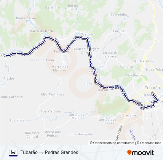 Mapa da linha PEDRAS GRANDES de ônibus