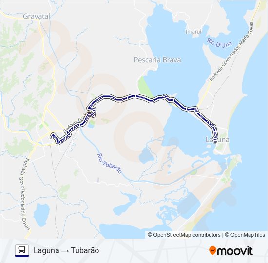 Mapa da linha TUBARÃO / LAGUNA de ônibus