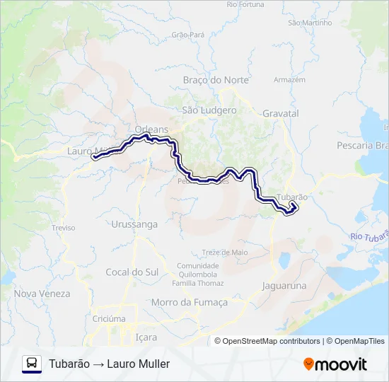 TUBARÃO / LAURO MULLER Bus Line Map