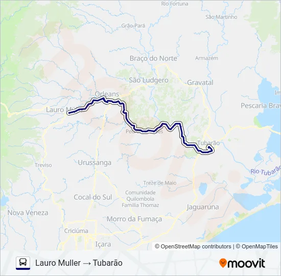 TUBARÃO / LAURO MULLER Bus Line Map