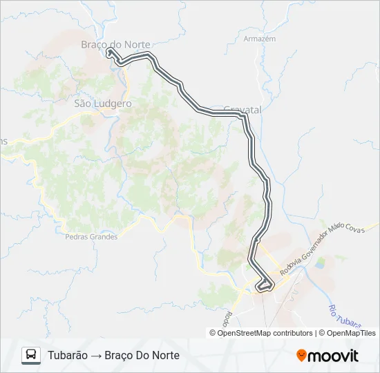 TUBARÃO / BRAÇO DO NORTE Bus Line Map