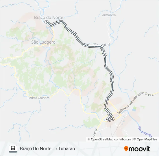 TUBARÃO / BRAÇO DO NORTE Bus Line Map