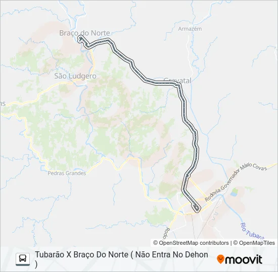 TUBARÃO / BRAÇO DO NORTE Bus Line Map