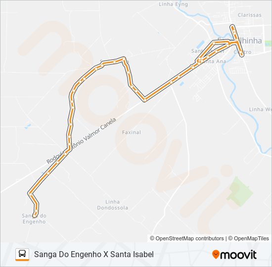 Mapa de 103B. SANGA DO ENGENHO VIA S.ROSA/S.TEREZINHA de autobús