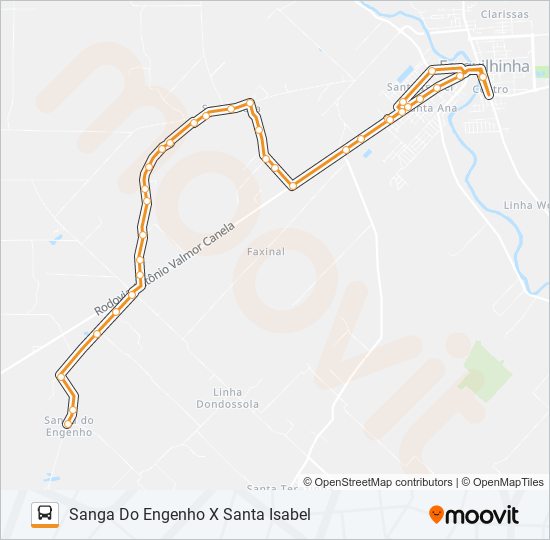 Mapa da linha 103B. SANGA DO ENGENHO VIA S.ROSA/S.TEREZINHA de ônibus
