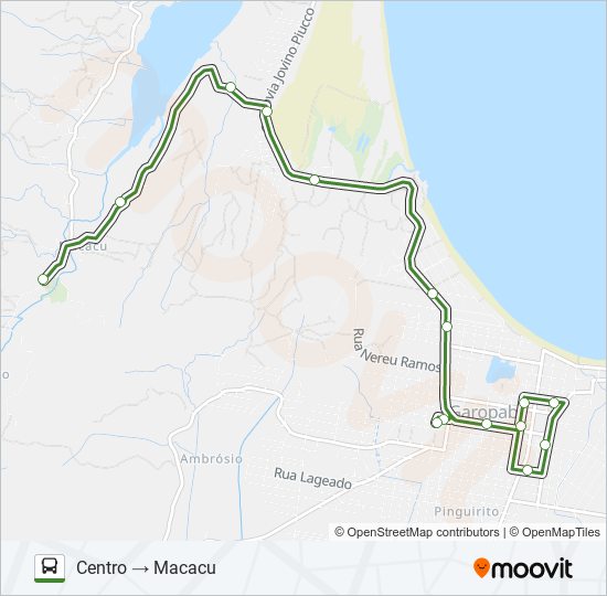 Mapa da linha MACACU de ônibus