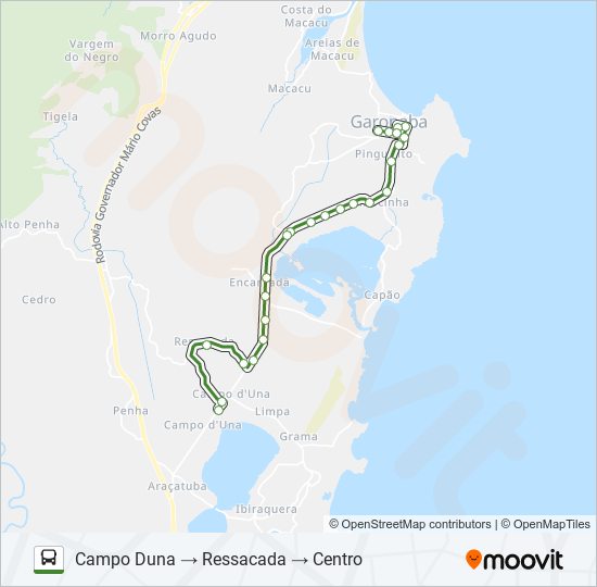 Mapa de CAMPO D'UNA de autobús