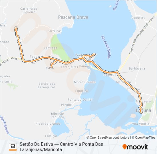 Mapa da linha SERTÃO DA ESTIVA de ônibus