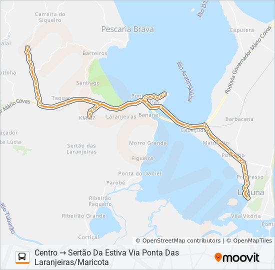 Mapa da linha SERTÃO DA ESTIVA de ônibus